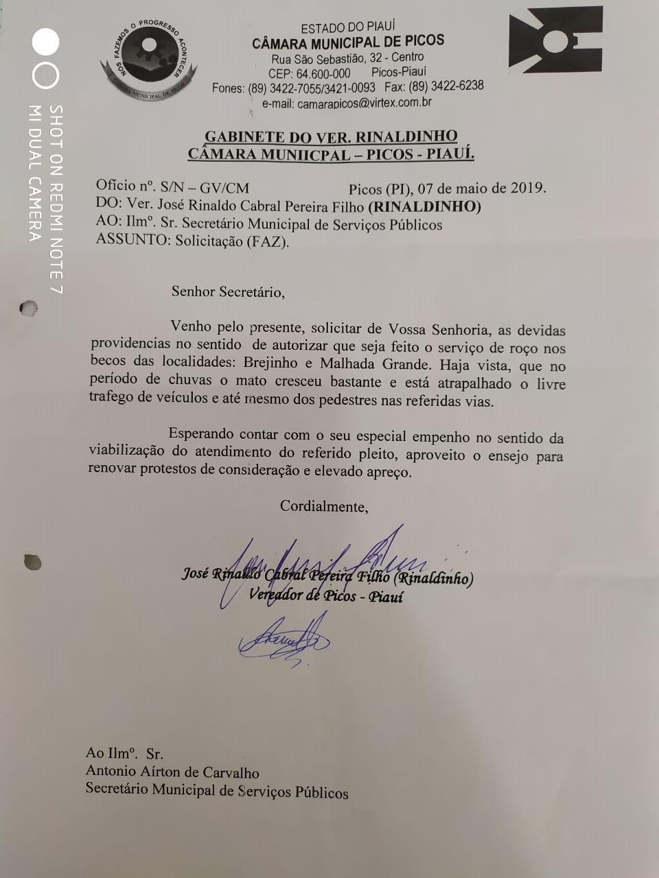 Melhorias dos Bairros Brejinho e Malhada Grande 