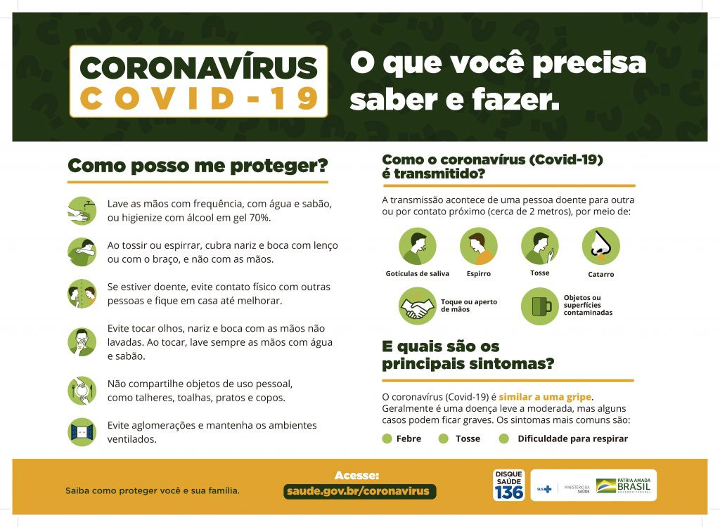 Coronavírus: Ministério da Saúde lança campanha de prevenção