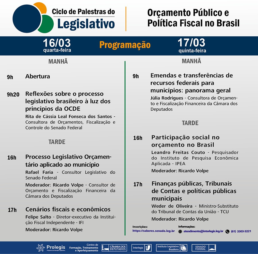 ILB/Interlegis prepara terceira edição de Ciclo de Palestras ( Iniciativa ajuda na formação do mandato parlamentar